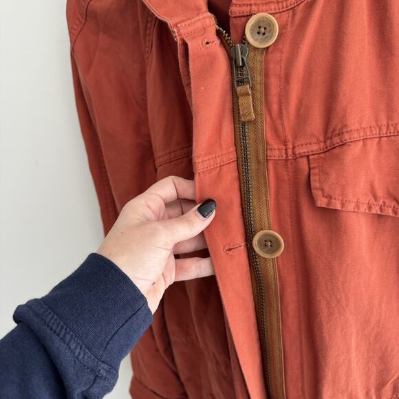 LOFT anorak utility jacket with a hood Red Orange Large PB - Picture 3 of 5